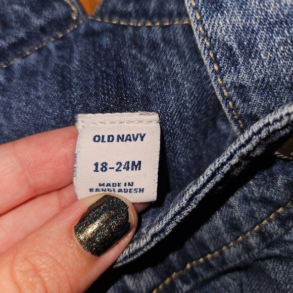 6 for $25🎃 Old Navy Blue Denim Dress Overalls With Adjustable Snaps Baby 18-24M - Picture 3 of 5